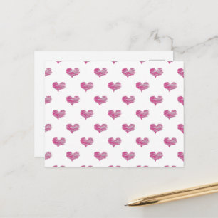 Love Valentijnsdag Hot Pink Heart Sketch Briefkaart