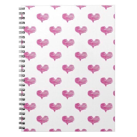 Love Valentijnsdag Hot Pink Heart Sketch Notitieboek (Voorkant)