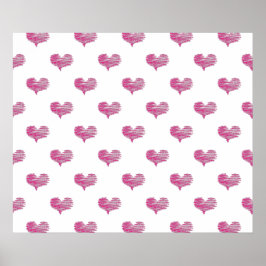 Love Valentijnsdag Hot Pink Heart Sketch Poster