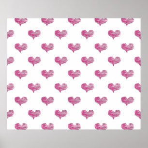 Love Valentijnsdag Hot Pink Heart Sketch Poster