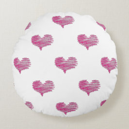 Love Valentijnsdag Hot Pink Heart Sketch Rond Kussen
