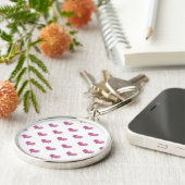 Love Valentijnsdag Hot Pink Heart Sketch Sleutelhanger (Zijkant)