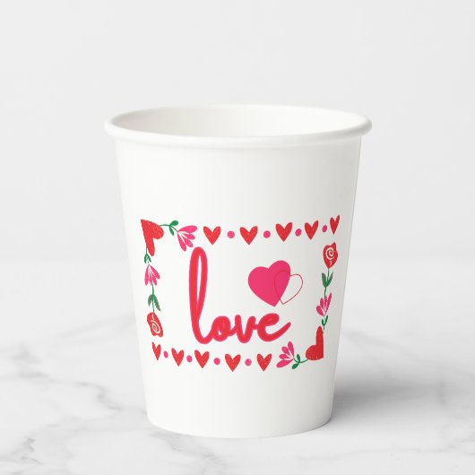Love Valentijnsdag Paper Cups Papieren Bekers (Achterkant)