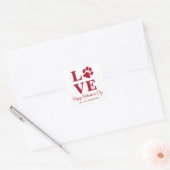 Love Valentijnsdag Pet Dog Paw Print Vierkante Sticker (Envelop)
