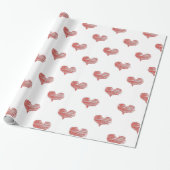 Love Valentijnsdag Red Heart Sketch Cadeaupapier (Uitgerold)