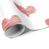 Love Valentijnsdag Red Heart Sketch Cadeaupapier (Rol Hoek)