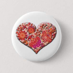 Love Valentijnsdag Red Heart Vector Valentijn Ronde Button 5,7 Cm