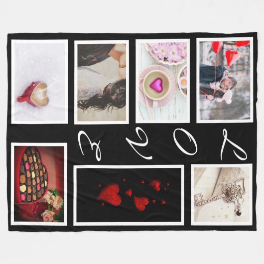 LOVE Valentijnsdag Red Hearts Photo Collage Fleece Deken (Voorkant (Horizontaal))