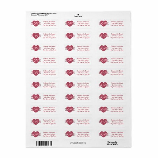 Love Valentijnsdag Return Address Label (Full Sheet)