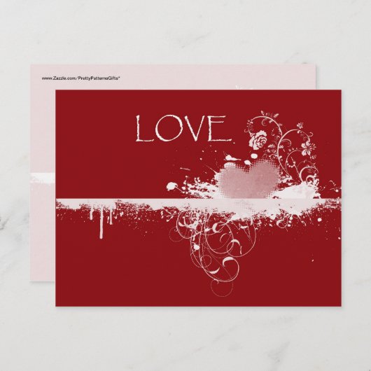 LOVE Valentijnsdag Rood Wit Hart Cadeaus Feestdagenkaart (Voorkant / Achterkant)