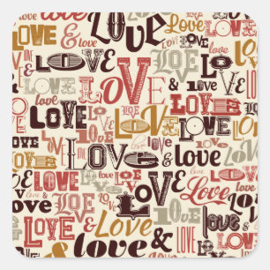 Love Valentijnsdag Typography   Stickerzegel Vierkante Sticker