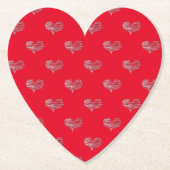 Love Valentijnsdag White Heart Sketch Kartonnen Onderzetters (Voorkant)