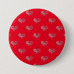 Love Valentijnsdag White Heart Sketch Ronde Button 7,6 Cm