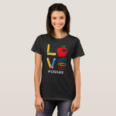 LOVE Valentines Day Apple Crayon 1st Grade Teacher T-shirt (Voorkant volledig)