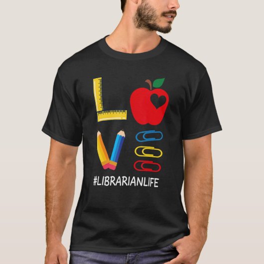 LOVE Valentines Day Apple Pencil Crayon Cute Libra T-shirt (Voorkant)