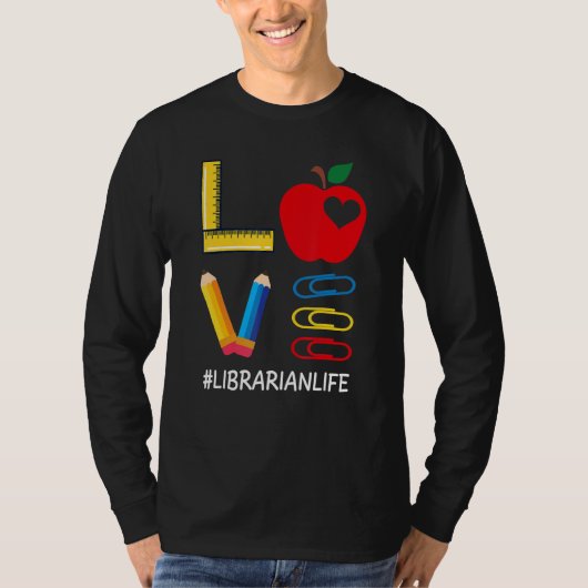 LOVE Valentines Day Apple Pencil Crayon Cute Libra T-shirt (Voorkant)