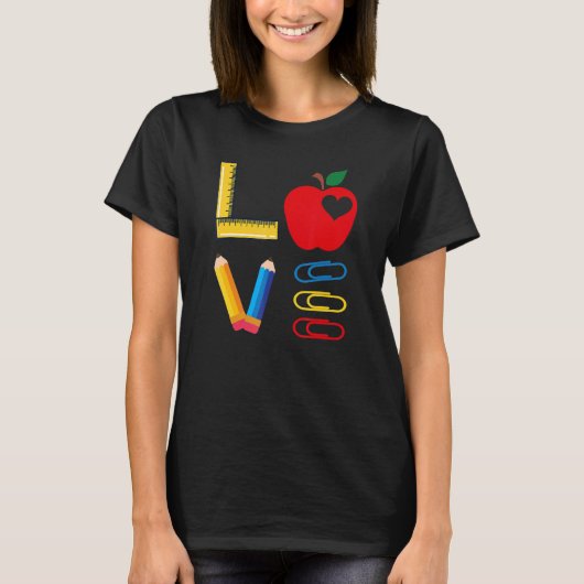 LOVE Valentines Day Apple Pencil Crayon Teacher Gi T-shirt (Voorkant)