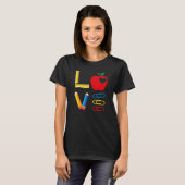 LOVE Valentines Day Apple Pencil Crayon Teacher Gi T-shirt (Voorkant volledig)