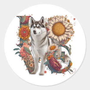 LOVE van Husky Sunflower Wilde Ronde Sticker