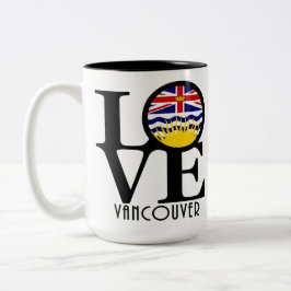 LOVE Vancouver (BC-vlag) 15 oz Tweekleurige Koffiemok