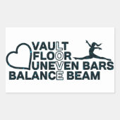 Love Vault Floor Uneven Bars Balance Beam Rechthoekige Sticker (Voorkant)
