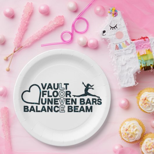 Love Vault Vloer Ongelijke Bars Balansbalk Rectang Papieren Bordje (Feest)