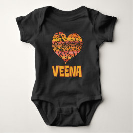 Love Veena Oranje Mandala Hart Indische Muziek Romper