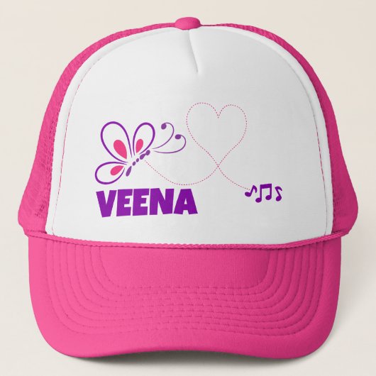 Love Veena Pink Purple Butterfly Heart Trucker Pet (Voorkant)