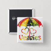 Love Veggies Vierkante Button 5,1 Cm (Voorkant /achterkant)