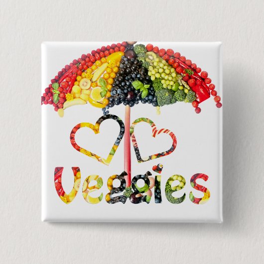Love Veggies Vierkante Button 5,1 Cm (Voorkant)