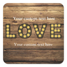 LOVE Verlichte Letters Rustiek Land Sticker Favor