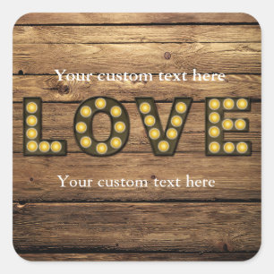 LOVE Verlichte Letters Rustiek Land Sticker Favor