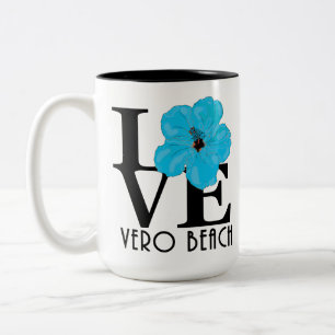 LOVE Vero Beach Blue Hibiscus 15oz Tweekleurige Koffiemok