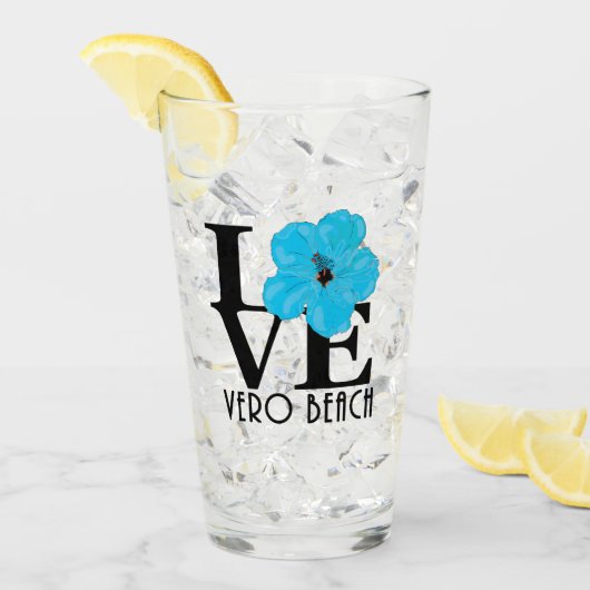 LOVE Vero Beach Blue Hibiscus Glas (Voorkant ijs)