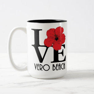 LOVE Vero Beach Red Hibiscus 15oz Tweekleurige Koffiemok