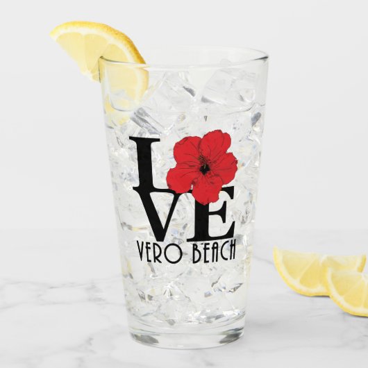 LOVE Vero Beach Red Hibiscus Glas (Voorkant ijs)