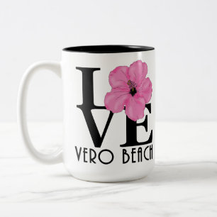 LOVE Vero Beach roze Hibiscus 15oz Tweekleurige Koffiemok