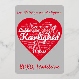 LOVE vertaald in 40 talen Valentijnsdag Folie Feestdagenkaart