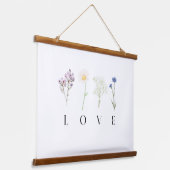 LOVE Vertical Floral Wall Art – Romantic Botanical Hangend Wandkleed (Gebogen)