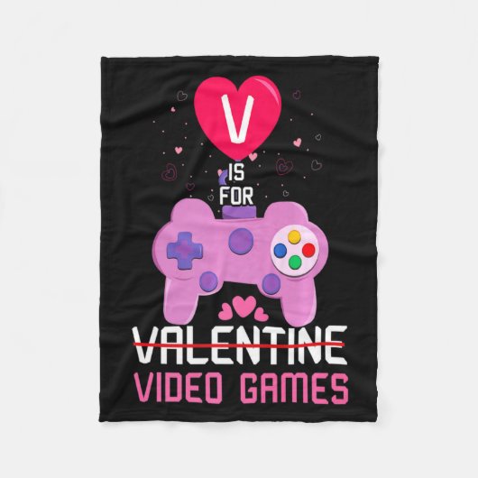 Love Video Game Gamer Gaming Hearts Day Happy Vale Fleece Deken (Voorkant)