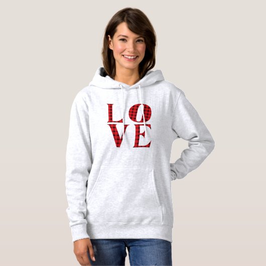 LOVE vier letters woord rustige rode buffelvlek Hoodie (Voorkant volledig)