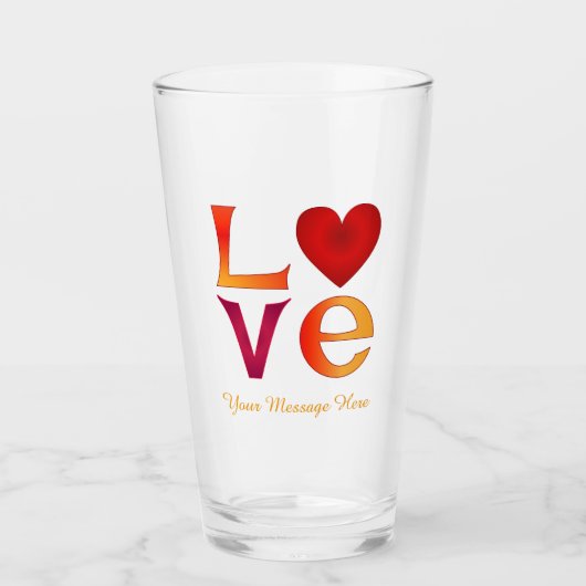 LOVE Vierkante belettering Ombre Rood & Geel Glas (Voorkant)