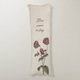 Love vintage floral, beige with romantic text  lichaamskussen