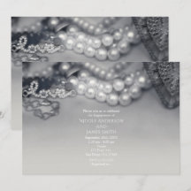 Love Vintage Glam Zwart & Witte Parels Bruiloft