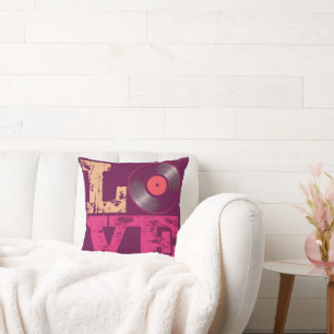 Love Vinyl Retro Design Sierkussen