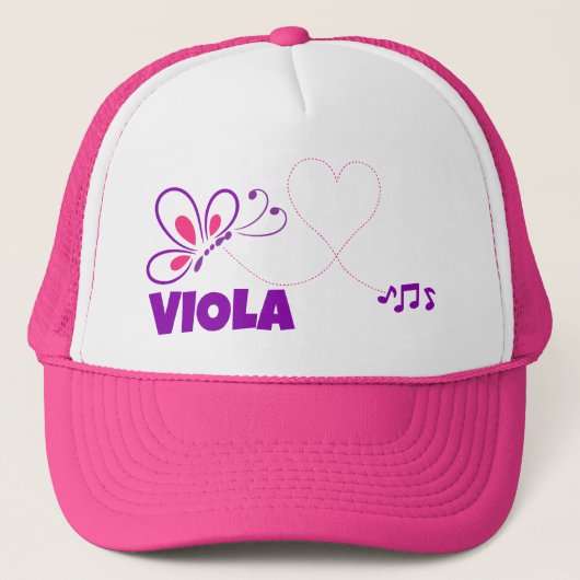 Love Viola Pink Purple Butterfly Heart Trucker Pet (Voorkant)