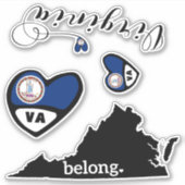 Love Virginia, Sheet of Die Cut Stickers (Voorkant)