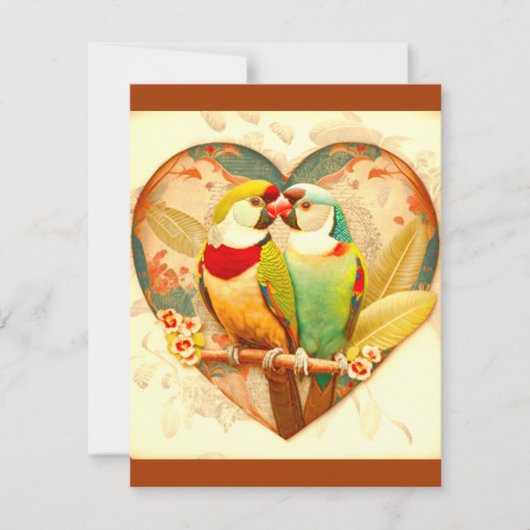  LOVE VOGELS, KLASSIEK ONTWERP VAN LOVEBIRD NOTITIEKAARTJE (Voorkant)