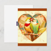  LOVE VOGELS, KLASSIEK ONTWERP VAN LOVEBIRD NOTITIEKAARTJE (Voorkant / Achterkant)