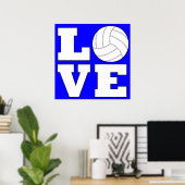 LOVE Volleyball Aangepaste kleurenvierkant Poster (Thuiskantoor)
